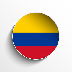 Image showing Colombia Flag Paper Circle Shadow Button