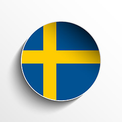 Image showing Sweden Flag Paper Circle Shadow Button