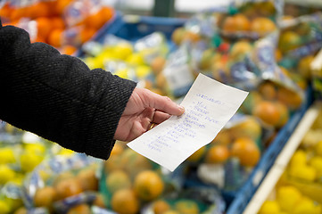 Image showing Shopping list with groceries