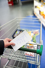 Image showing Shopping cart and groceries