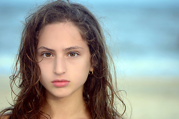 Image showing Portrait of a serious teen girl