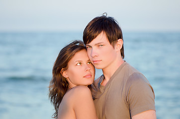 Image showing sensual young couple on the beach