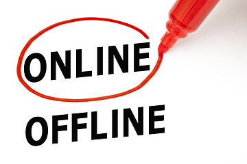 Image showing Online or Offline with Red Marker