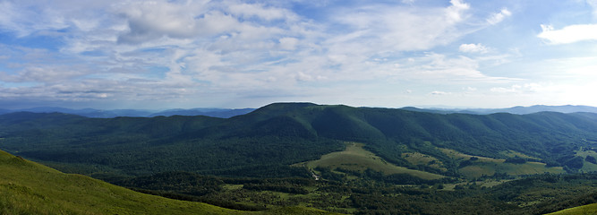 Image showing Panoramic green mountain carpatians