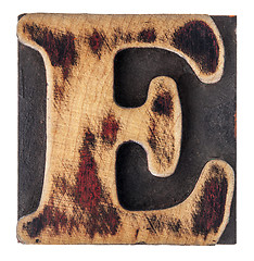 Image showing letter E wood type block