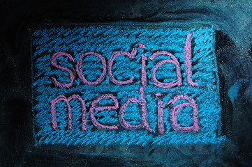 Image showing Social media business network connection and networking concept image of square blackboard / chalkboard. 
