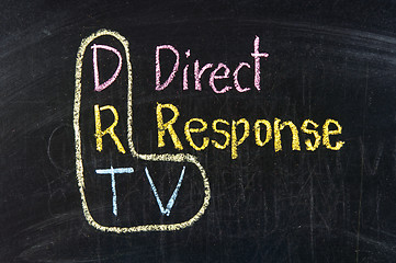 Image showing The word DRTV handwritten with chalk  on a blackboard 