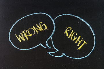 Image showing Speech bubbles for Right and Wrong