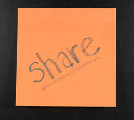 Image showing Share handwritten with postit on a blackboard