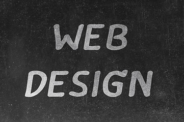 Image showing Conceptual hand drawn WEB DESIGN on black chalkboard. 