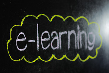 Image showing An image of a chalk board with the word e-learning 