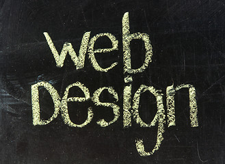 Image showing Conceptual hand drawn WEB DESIGN on black chalkboard. 