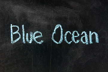Image showing blue ocean strategy written on blackboard 