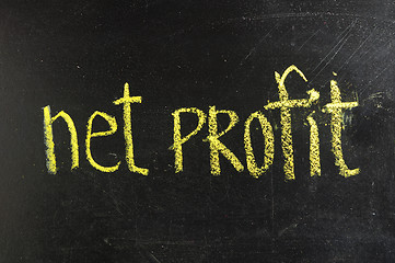 Image showing business NET PROFIT written on blackboard 
