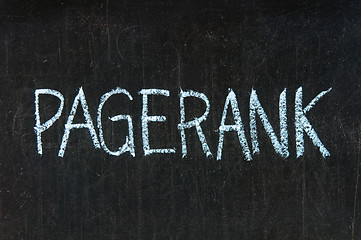 Image showing PAGERANK handwritten with chalk  on a blackboard 