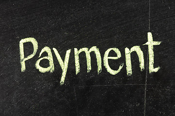 Image showing PAYMENT handwritten with white chalk on a blackboard