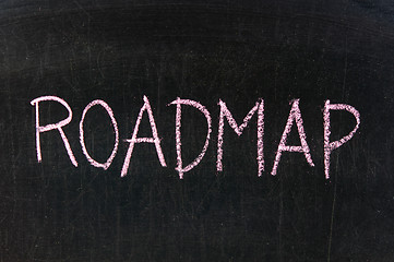 Image showing The word ROADMAP handwritten with chalk  on a blackboard