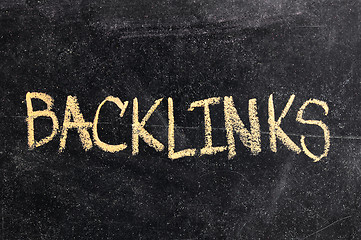 Image showing Backlinks  handwritten with white chalk on a blackboard 