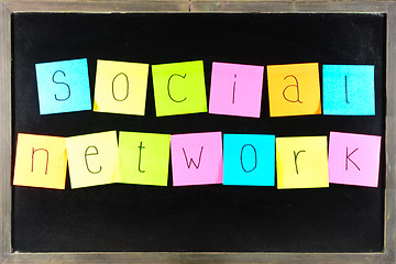 Image showing paper SOCIAL NETWORK on blackboard