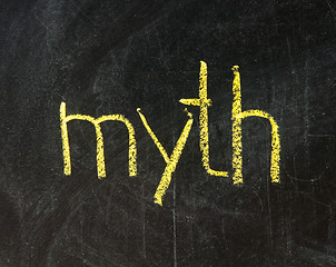 Image showing The word MYTH handwritten with chalk  on a blackboard