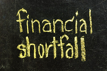 Image showing business FINANCIAL SHORTFALL written on blackboard 