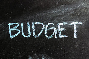 Image showing business BUDGET written on blackboard 