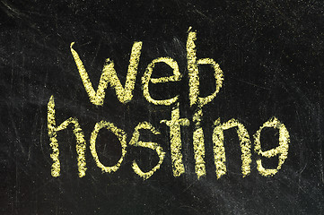 Image showing Scool blackboard with WEB Hosting handwritten on it 