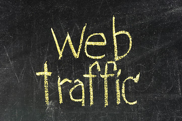 Image showing WEB TRAFFIC concept , on blackboard