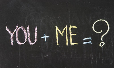 Image showing Chalk drawing - You plus me 