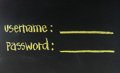 Image showing username and password written on blackboard