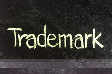 Image showing TRADEMARK handwritten with white chalk on a blackboard