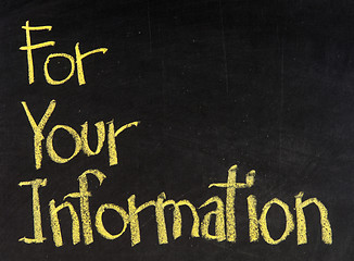 Image showing for your information, fyi with information symbol written on blackboard background high resolution 