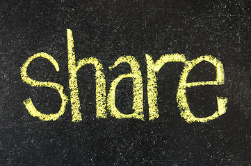 Image showing SHARE handwritten with white chalk on a blackboard