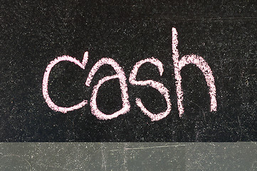 Image showing CASH handwritten with white chalk on a blackboard