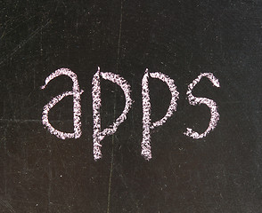 Image showing Text APPS written with chalk on school blackboard 