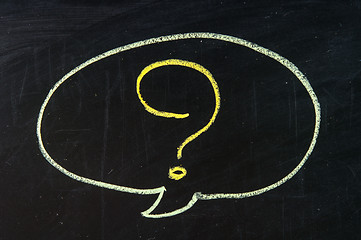 Image showing Chalk drawing of speech bubble with question mark