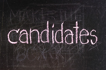 Image showing Candidates written on blackboard 