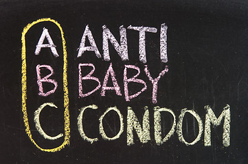 Image showing  Acronym of ABC - Anti baby condom