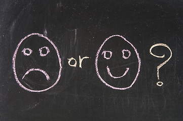 Image showing Chalk drawing - Happy or sad ? 