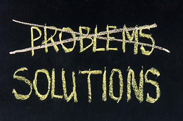 Image showing A chalk board with the words problems and solutions 