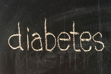 Image showing  The word diabetes handwritten with chalk  on a blackboard