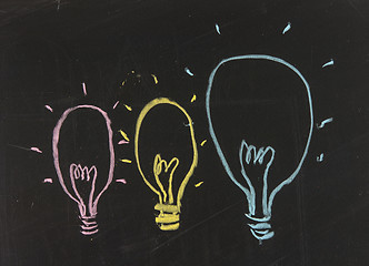Image showing Conceptional chalk drawing - Group of lamps 