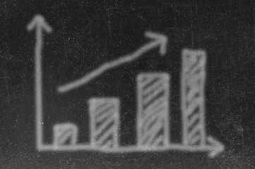 Image showing graph showing rise in profits or earnings drawn over with chalk 