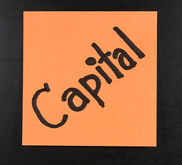 Image showing Capital handwritten with postit on a blackboard