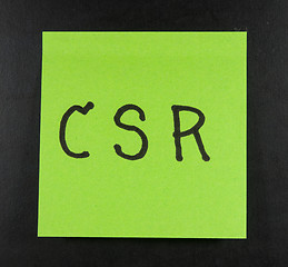 Image showing CSR handwritten with postit on a blackboard