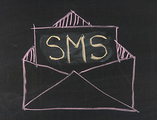 Image showing Chalk drawing - SMS, Short Messaging Service 