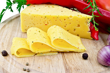 Image showing Cheese with pepper and herbs