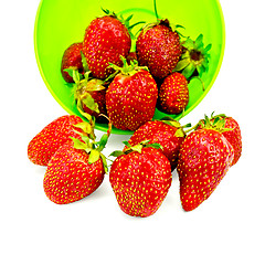 Image showing Strawberries in a green plastic cup