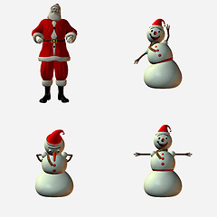 Image showing Snowman and Santa