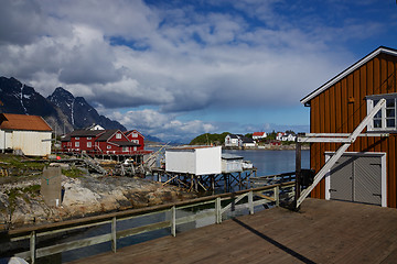 Image showing Fishing harbour on Lofoten